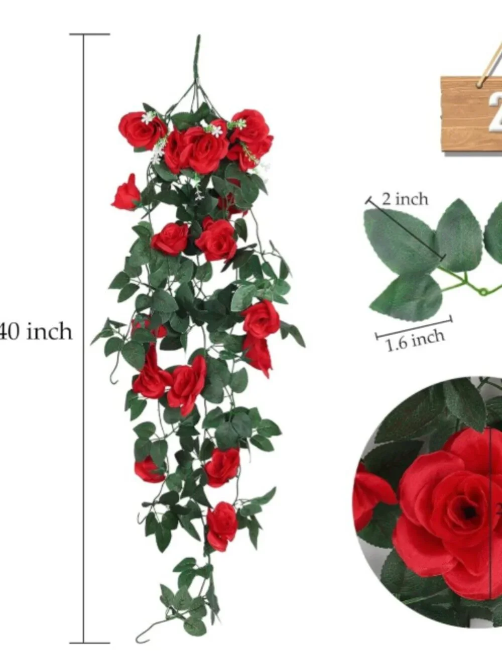 Red Roses Vines - 2pk - Artifical Party Decorations